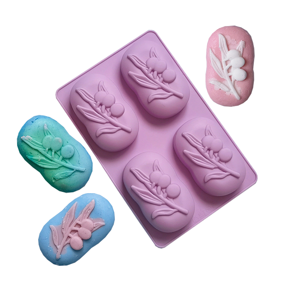 Soap Making In Home - 4 Cavities Oval Olive Tree Silicone