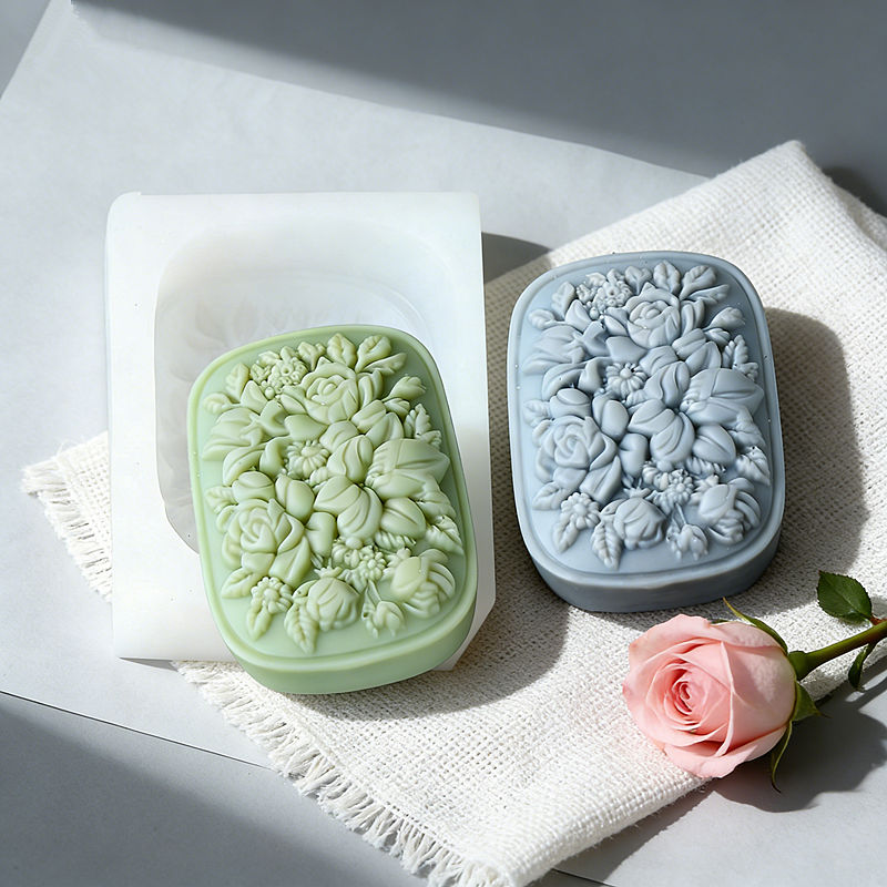 Square Floral Silicone Soap Mo - Soap Making In Home recension och pris