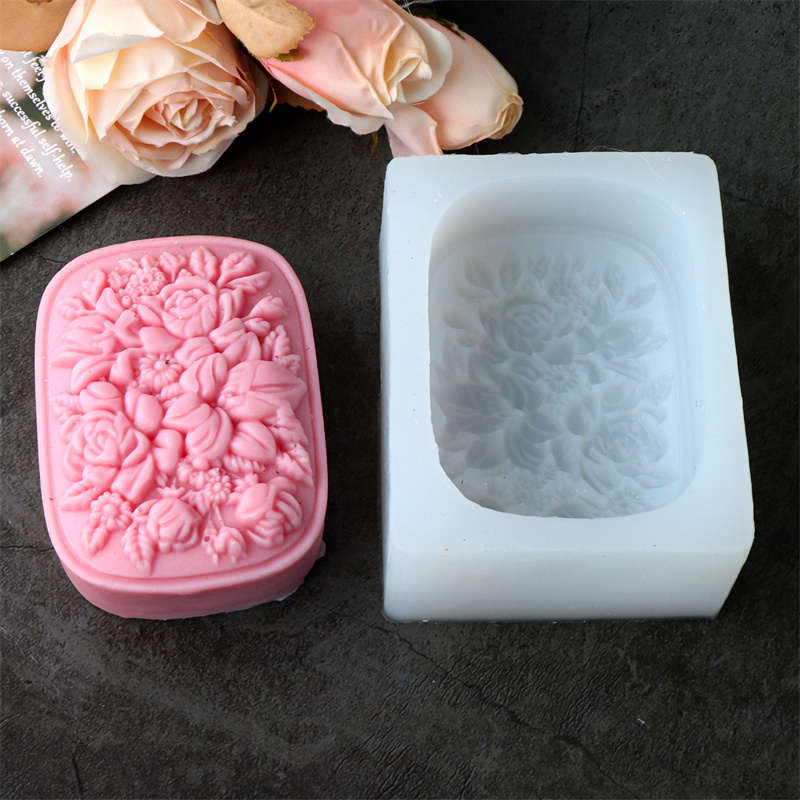Square Floral Silicone Soap Mo - Soap Making In Home recension och pris