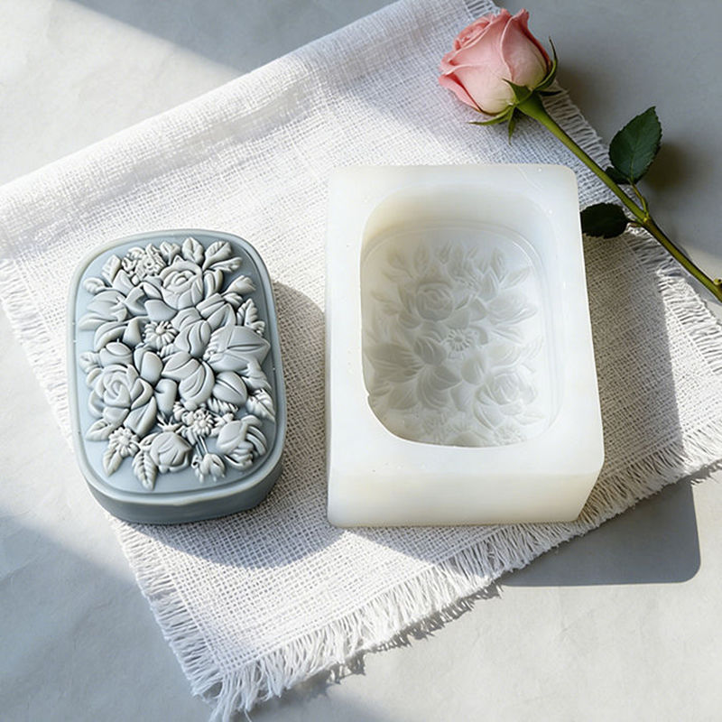 Square Floral Silicone Soap Mo - Soap Making In Home recension och pris