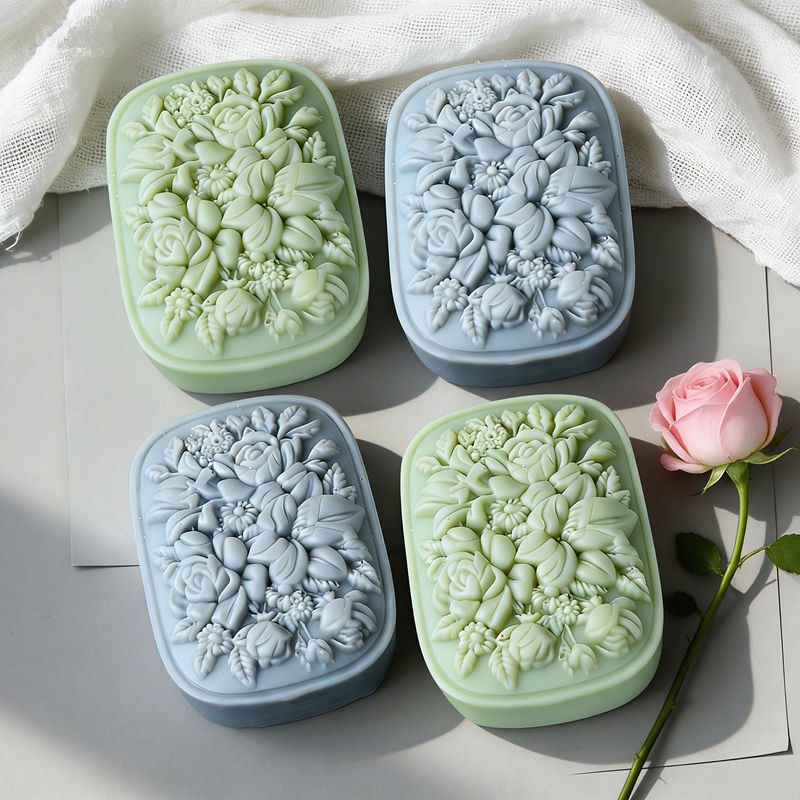 Square Floral Silicone Soap Mo - Soap Making In Home recension och pris